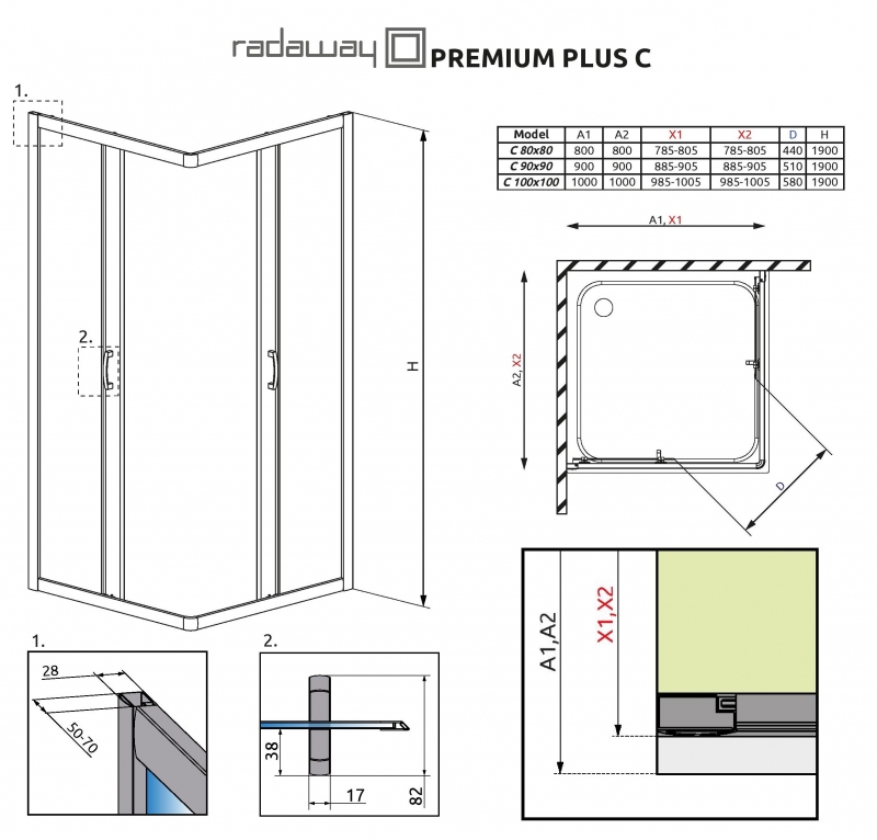 Душевой уголок Radaway Premium Plus C 