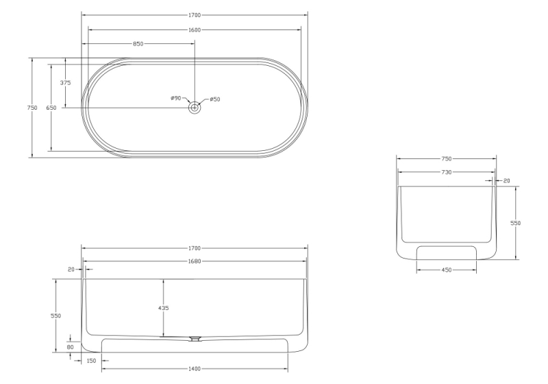 Прозрачная ванна ABBER Kristall отдельностоящая, цвет Emerald