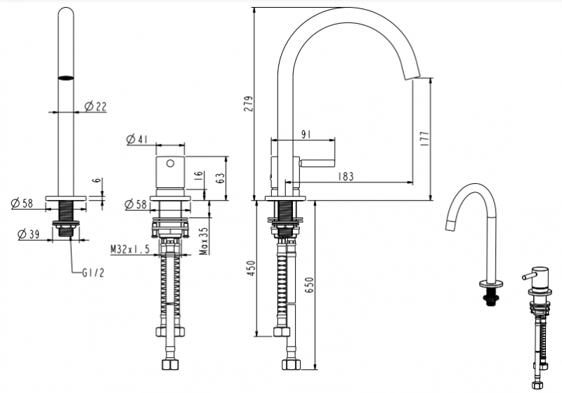 NEMO СМЕСИТЕЛЬ ДЛЯ РАКОВИНЫ С ДОННЫМ КЛАПАНОМ CHROME PLATED