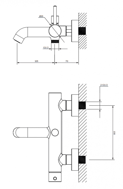 Смеситель для ванны Omnires Y с душевым комплектом цвет черный