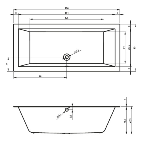 Ванна прямоугольная Riho Lugo Velvet с ножками