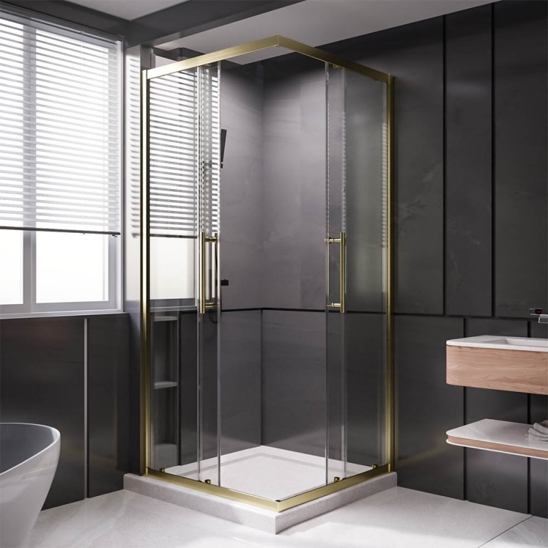 Душевой угол Veconi Premium Trento PTC-20G, профиль  золото брашированное