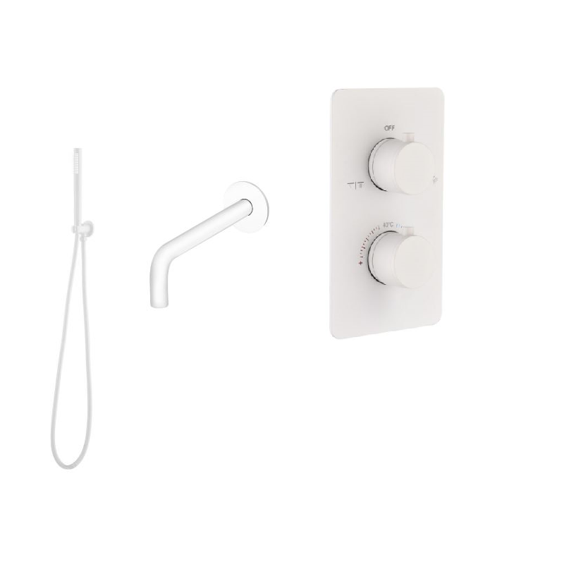 Комплект для ванны Boheme с изливом, белый матовый, термостат