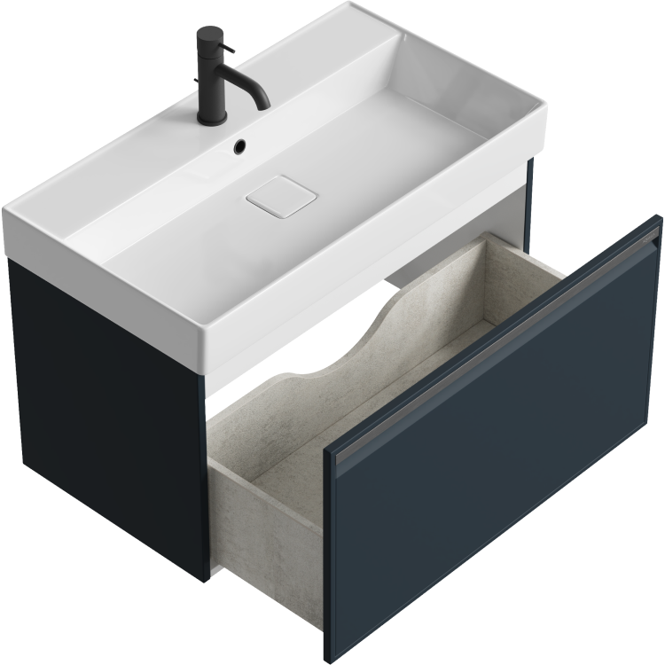 Aqwella Pure тумба с керамическим умывальником  81*47 см, цвет серый