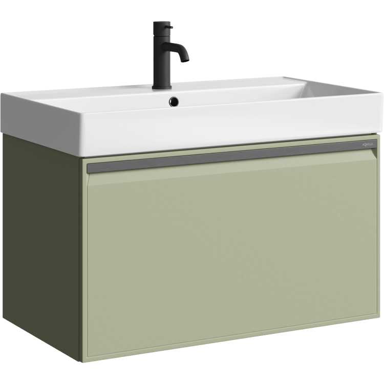 Aqwella Pure тумба с керамическим умывальником  81*47 см, цвет шалфей зеленый 
