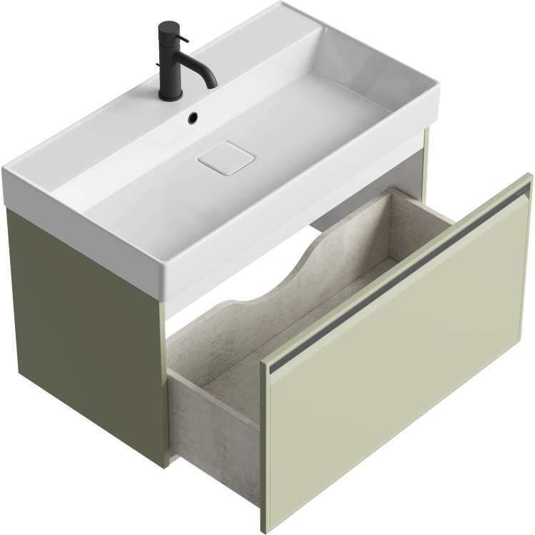 Aqwella Pure тумба с керамическим умывальником  81*47 см, цвет шалфей зеленый 