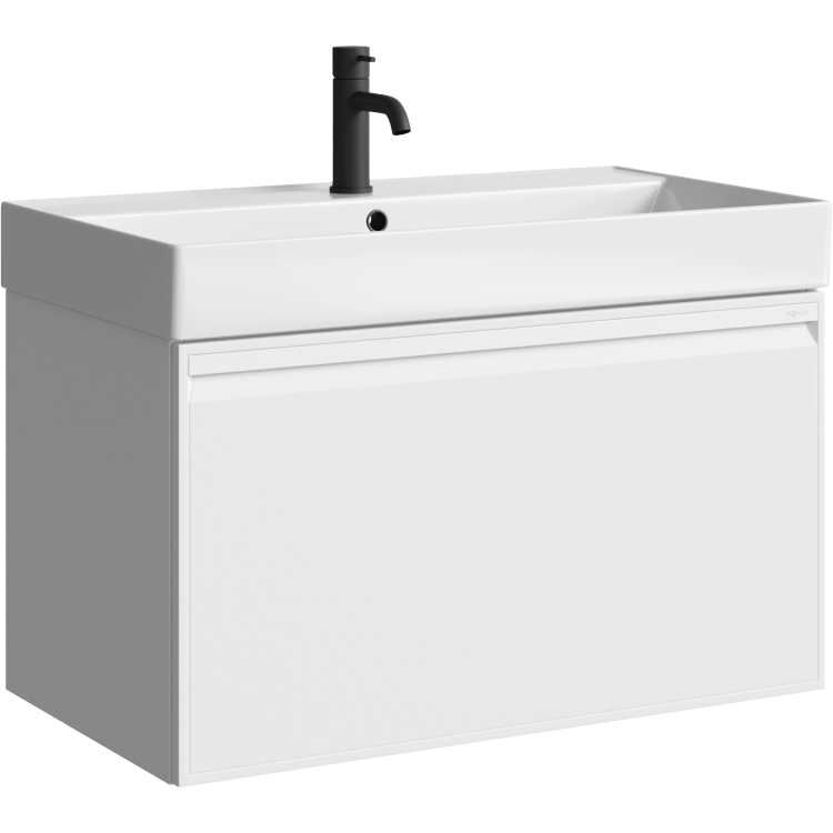 Aqwella Pure тумба с керамическим умывальником  81*47 см, цвет белый матовый