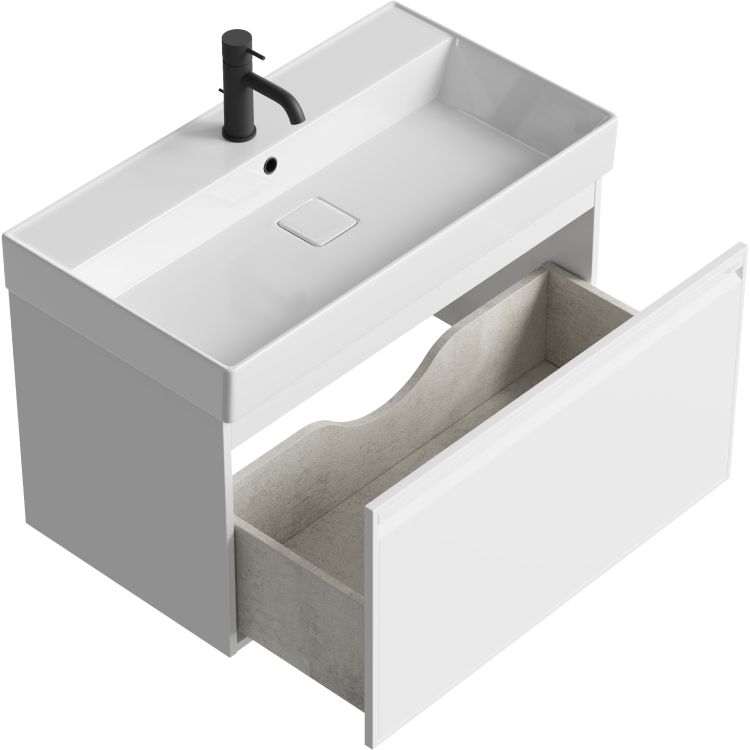 Aqwella Pure тумба с керамическим умывальником  81*47 см, цвет белый матовый