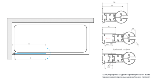 Шторка на ванну Vegas-Glass EV NOVO профиль белый