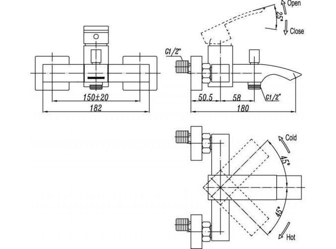 Смеситель для ванны с душем Cezares QUATTRO VD-01