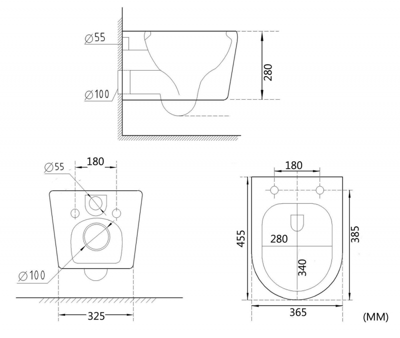 Унитаз подвесной Roxen Simple  36,5x45,5 безободковый, сиденье Duroplast, SoftClose