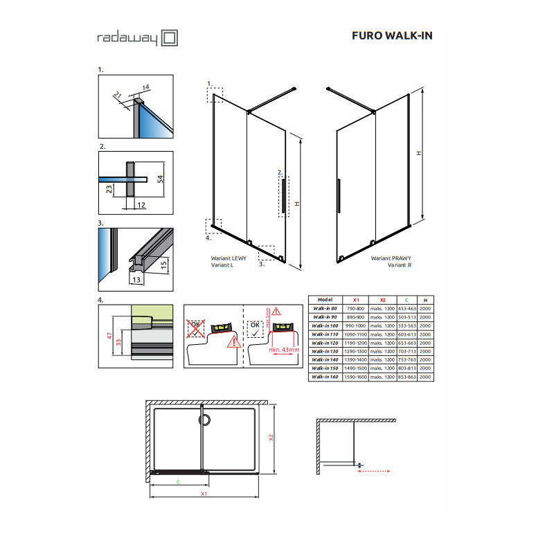 Душевое ограждение Radaway Furo Walk-in