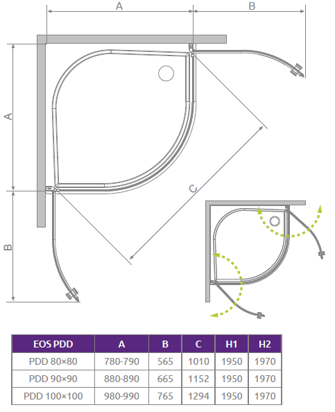 Душевой уголок Radaway Eos PDD, H-197 см хром