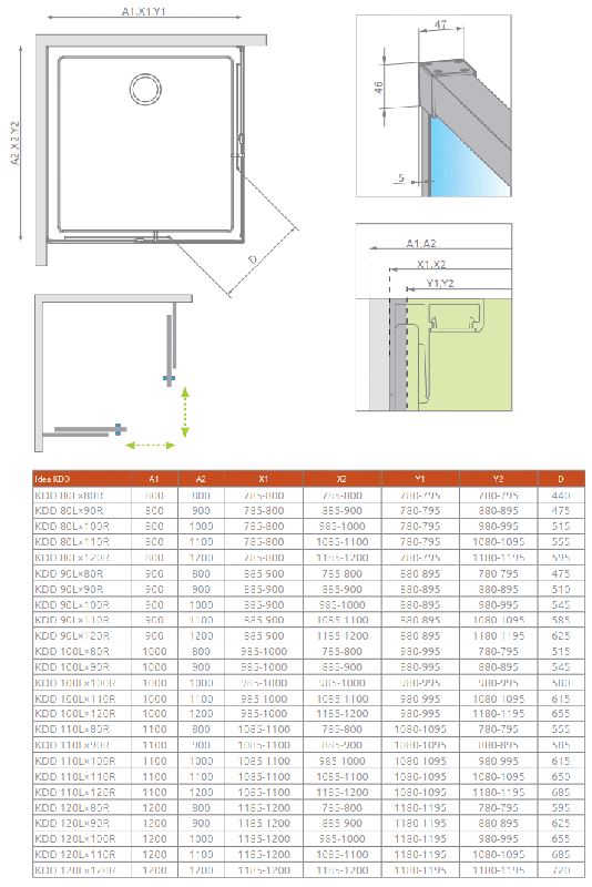 Душевой уголок Radaway Idea KDD, H-200 см хром