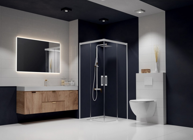 ДУШЕВОЙ УГОЛОК RADAWAY IDEA WHITE KDD, ПРОФИЛЬ БЕЛЫЙ, СТЕКЛО ПРОЗРАЧНОЕ