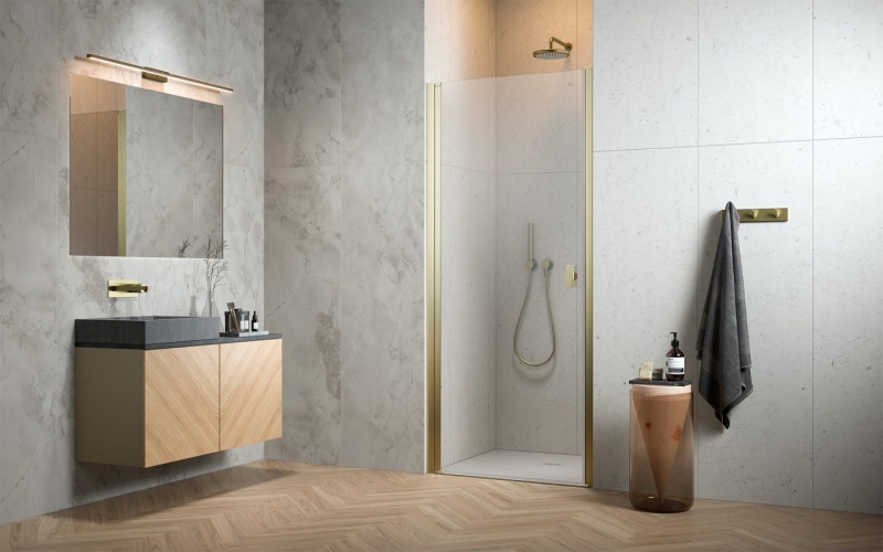 Душевая дверь RADAWAY NES BRUSHED GOLD DWJ I