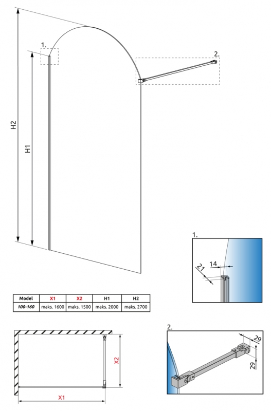 Душевое ограждение Radaway Volta Black II Frame 