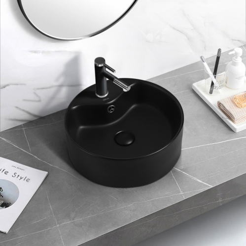 Умывальник накладной Abber Bequem  41x41 черный матовый