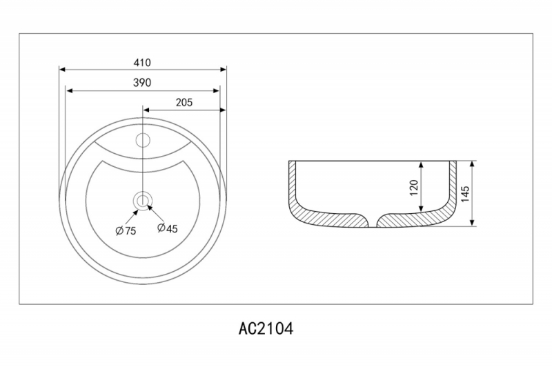 Умывальник накладной Abber Bequem  41x41 черный матовый