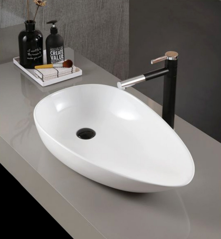 Раковина накладная ABBER Bequem белая 59*36