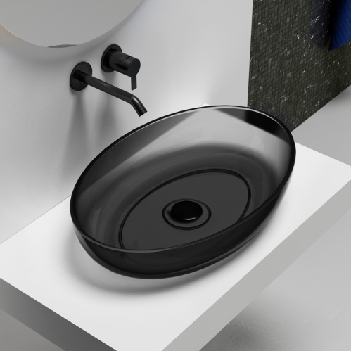 Раковина накладная прозрачная 60*40 ABBER Kristall черная