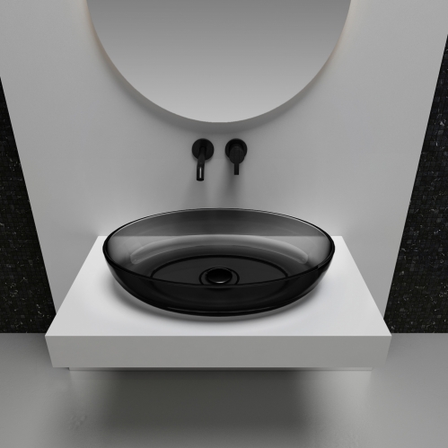 Раковина накладная прозрачная 60*40 ABBER Kristall черная