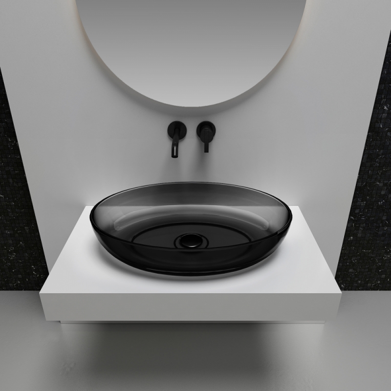 Раковина накладная прозрачная 60*40 ABBER Kristall черная