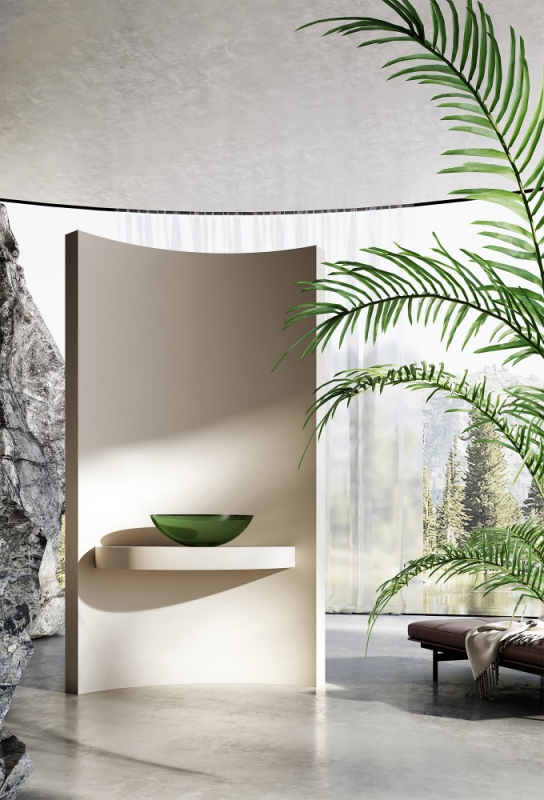 Раковина накладная прозрачная ABBER Kristall 50*35 зеленая