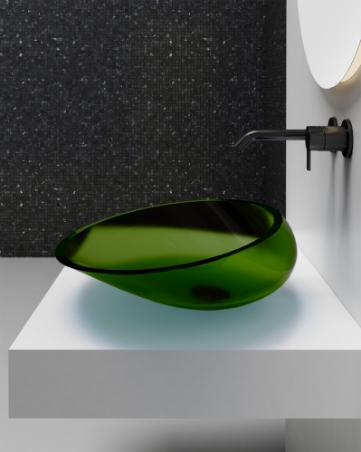 Раковина накладная прозрачная ABBER Kristall  зеленая