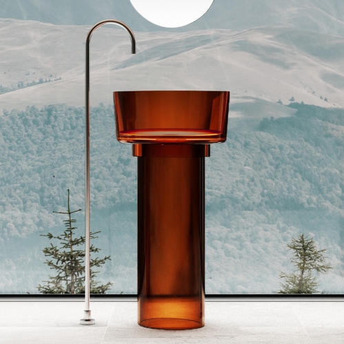 Раковина отдельностоящая прозрачная ABBER Kristall AT2702 коричневая