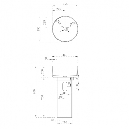 Раковина отдельностоящая прозрачная ABBER Kristall AT2702 коричневая