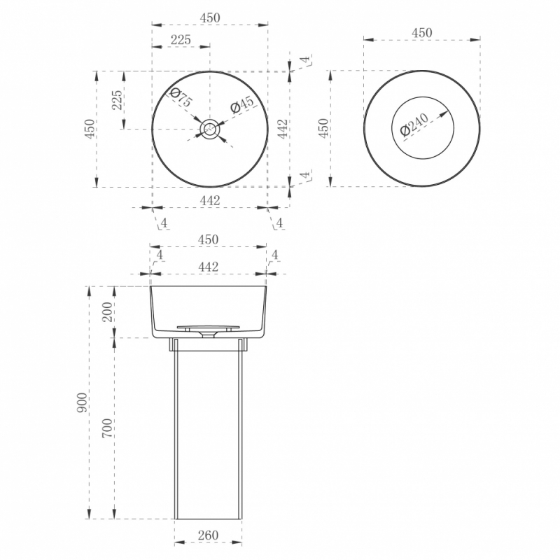 Раковина отдельностоящая прозрачная ABBER Kristall AT2702 коричневая