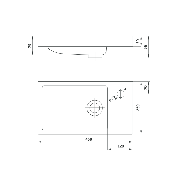 Умывальник врезной Deante FUNKIA, 450*250 мм 