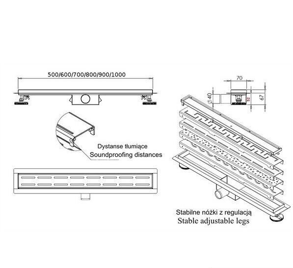 Трап душевой Rea Pure Neo Pro, под плитку