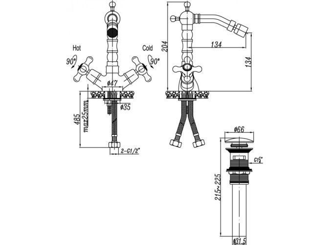 Смеситель для биде Cezares RETRO BS2