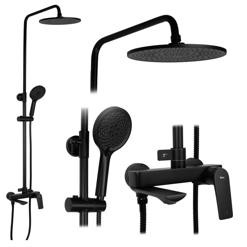 Душевая стойка Rea Avalon black matt  черный матовый