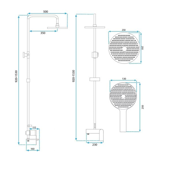 Душевая стойка Rea Avalon black matt  черный матовый
