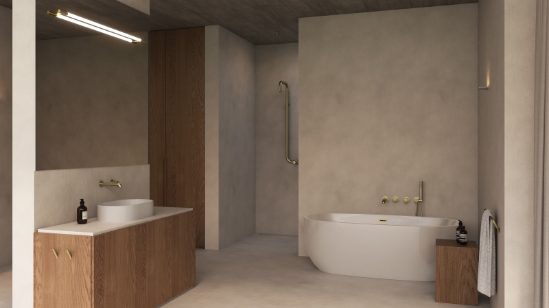 Смеситель для ванны Deante Silia, 4-отверствия, скрытого монтажа, золото брашированное