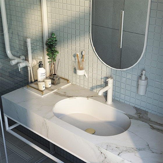 Deante Silia Bianco Душевая стойка со смесителем для душа, белый