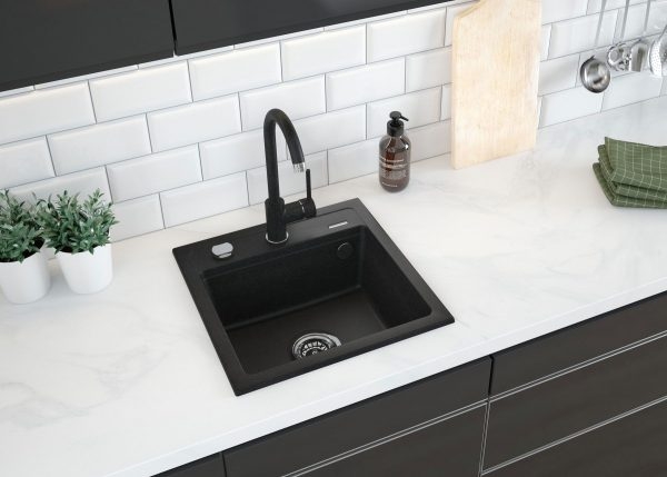 Deante Zorba графитовый – мойка 1 чаша, 440х440х170 мм + сифон