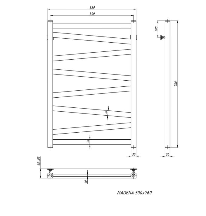 Полотенцесушитель водяной Stinox MADENA чёрный матовый