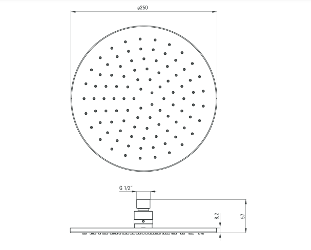 Верхний душ DEANTE TITANIUM круглый, диаметр 250 мм, цвет графит