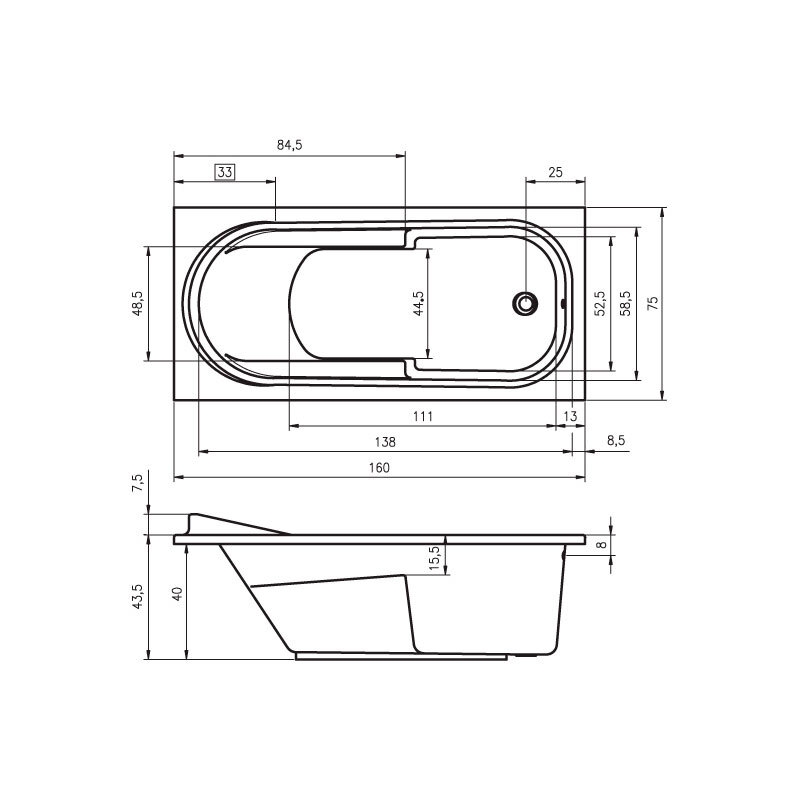 Ванна прямоугольная Riho Columbia c ножками