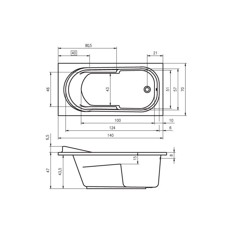 Ванна прямоугольная Riho Columbia c ножками