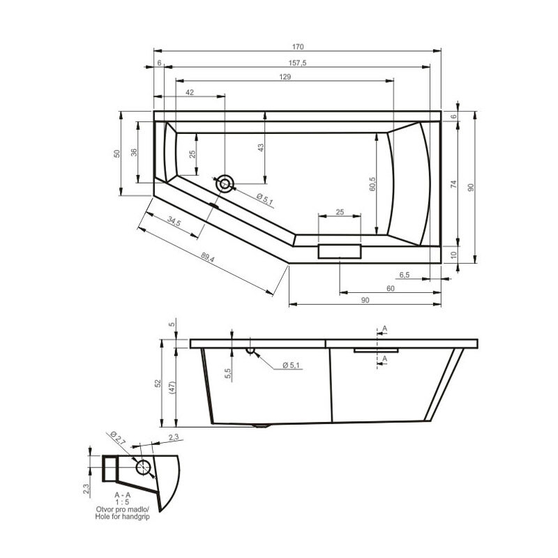 ВАННА АКРИЛОВАЯ АСИММЕТРИЧНАЯ RIHO GETA R
