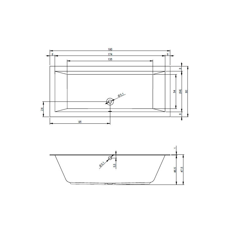 Ванна прямоугольная Riho Lugo