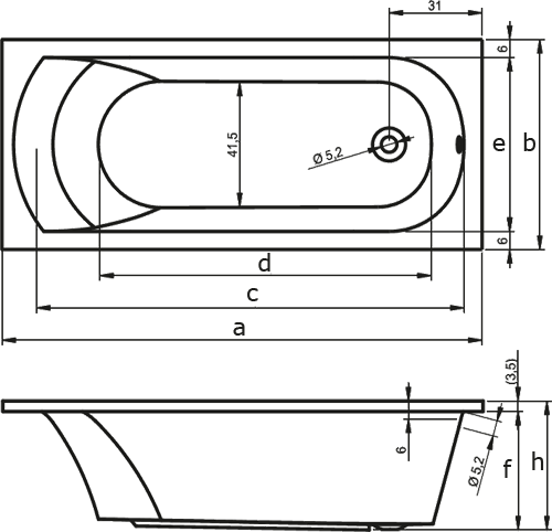 Ванна акриловая Riho Miami, в массажной системе 170*70, с ножками