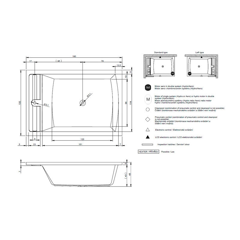 Ванна акриловая Riho Savona 190х130