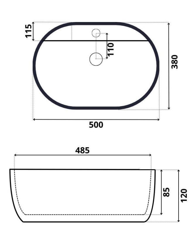 Умывальник накладной Roxen Rio 50*38*12 белый