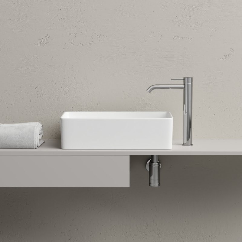 Раковина 48,5*30*13  Element CeramicaNova накладная со смещенным сливом прямоугольная